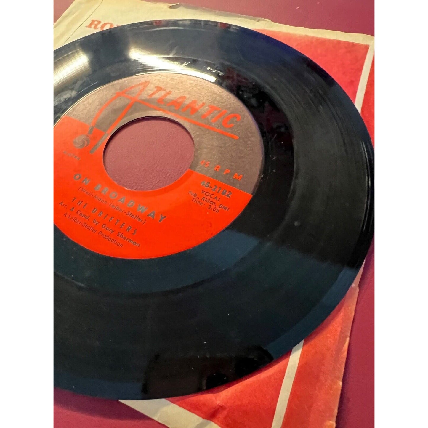 45rpm vinyl record......The Drifters....On Broadway/Let The Music Play.......60s