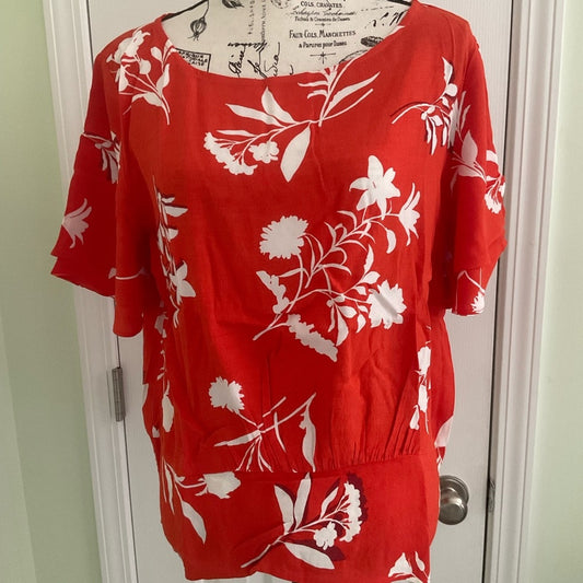 Ann Taylor Floral Red Women's Top