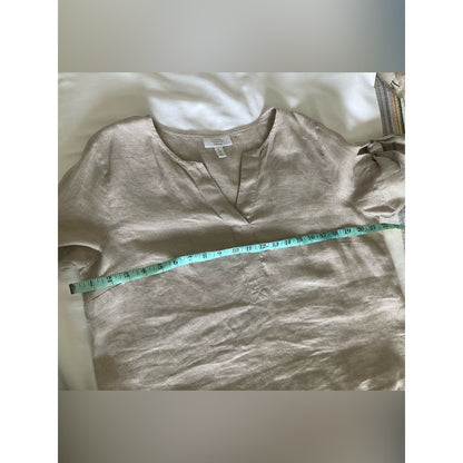 Charter Club Linen Split V-Neck Tunic in Light Taupe