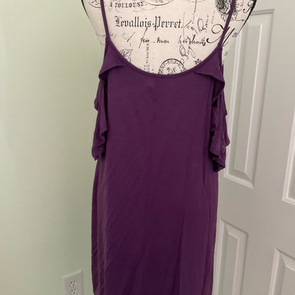 Emerald brand thin strap long tunic top with ruffle look - Purple