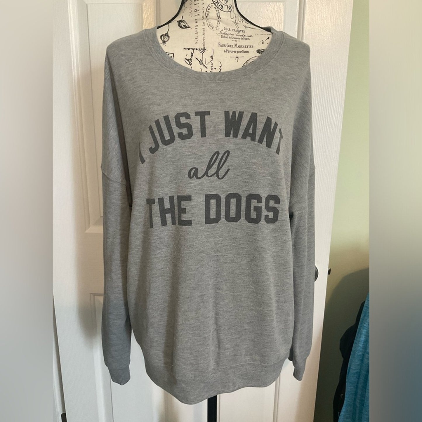 Zoe + Live Sweatshirt with long sleeves and scoop neckline for the dog lover.