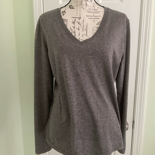 Danskin Now Charcoal Long Sleeve V-Neck Top