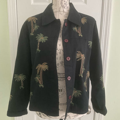 New Direction Black Jacket with Palm Embroidery