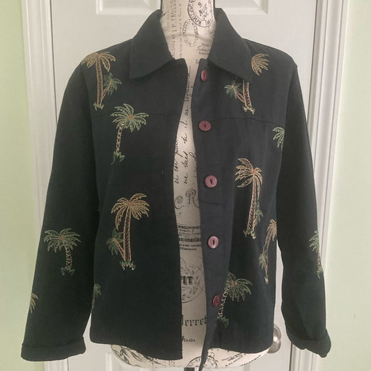 New Direction Black Jacket with Palm Embroidery