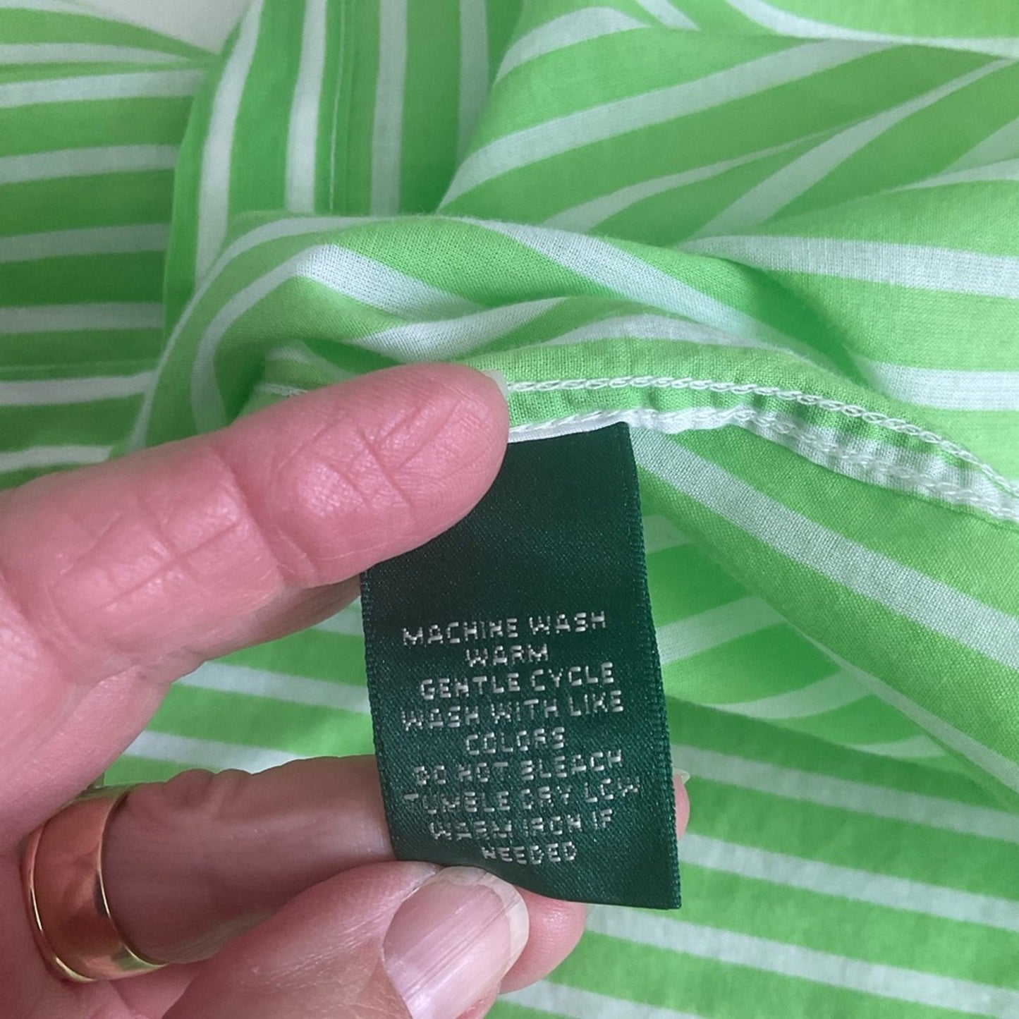 Lauren Ralph Lauren Green Striped Women's Button Down Shirt