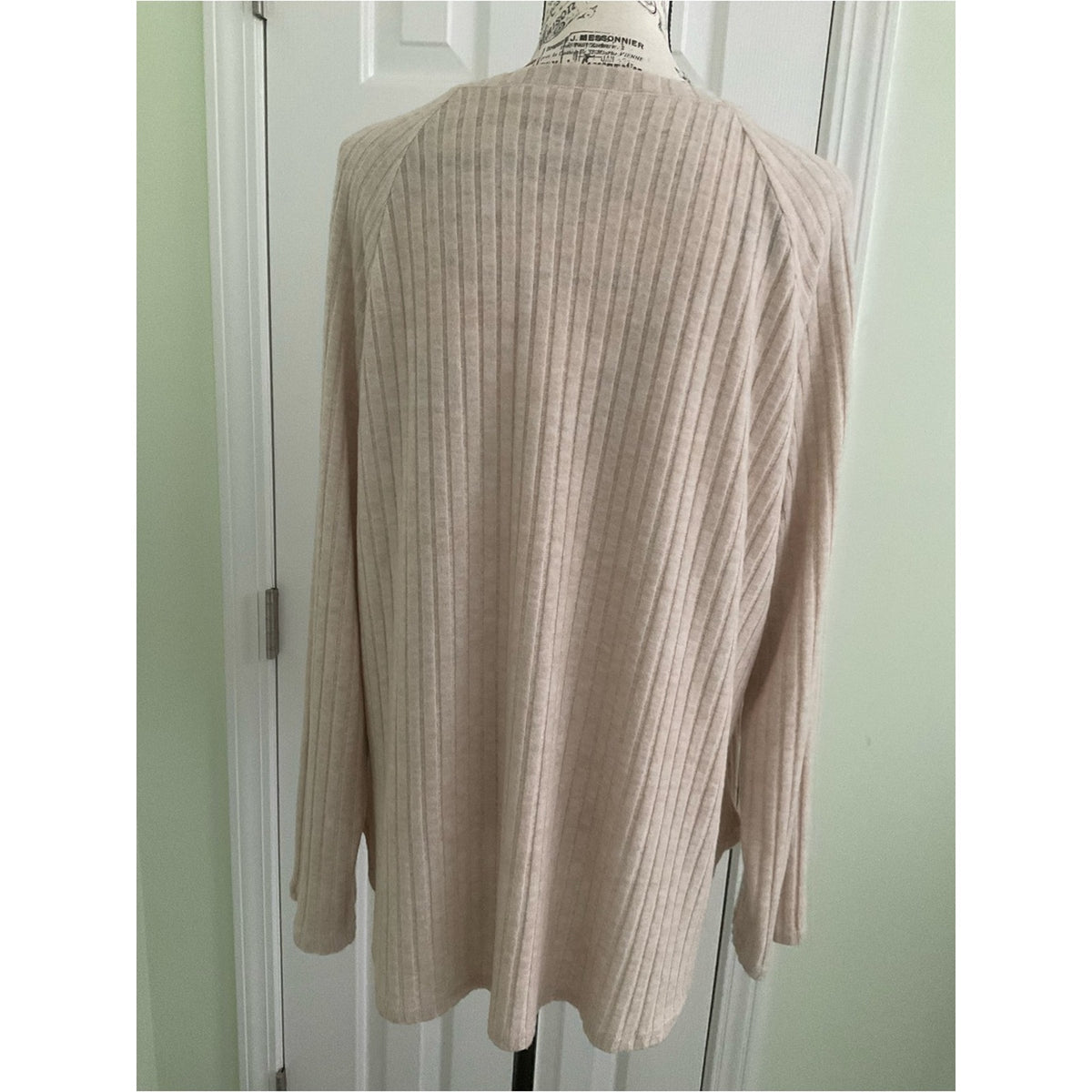 Ribbed Crewneck Sweater in Light Cream