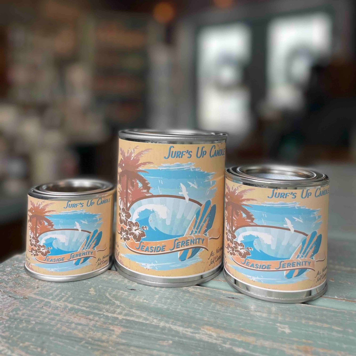 Surfs Up Candle - Seaside Serenity Paint Can Candle - Vintage Collection: 1/2 Pint (8oz)