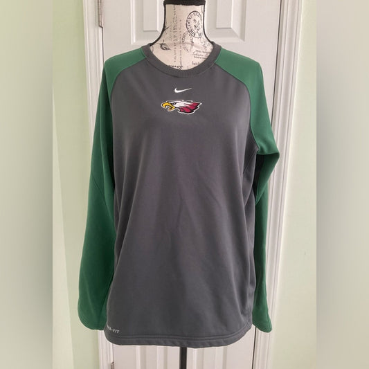 Nike Gray and Green Crewneck with Eagle Emblem