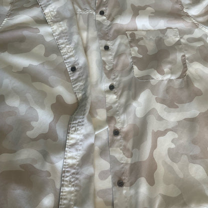 New Directions women’s camo style button down blouse with roll sleeves.