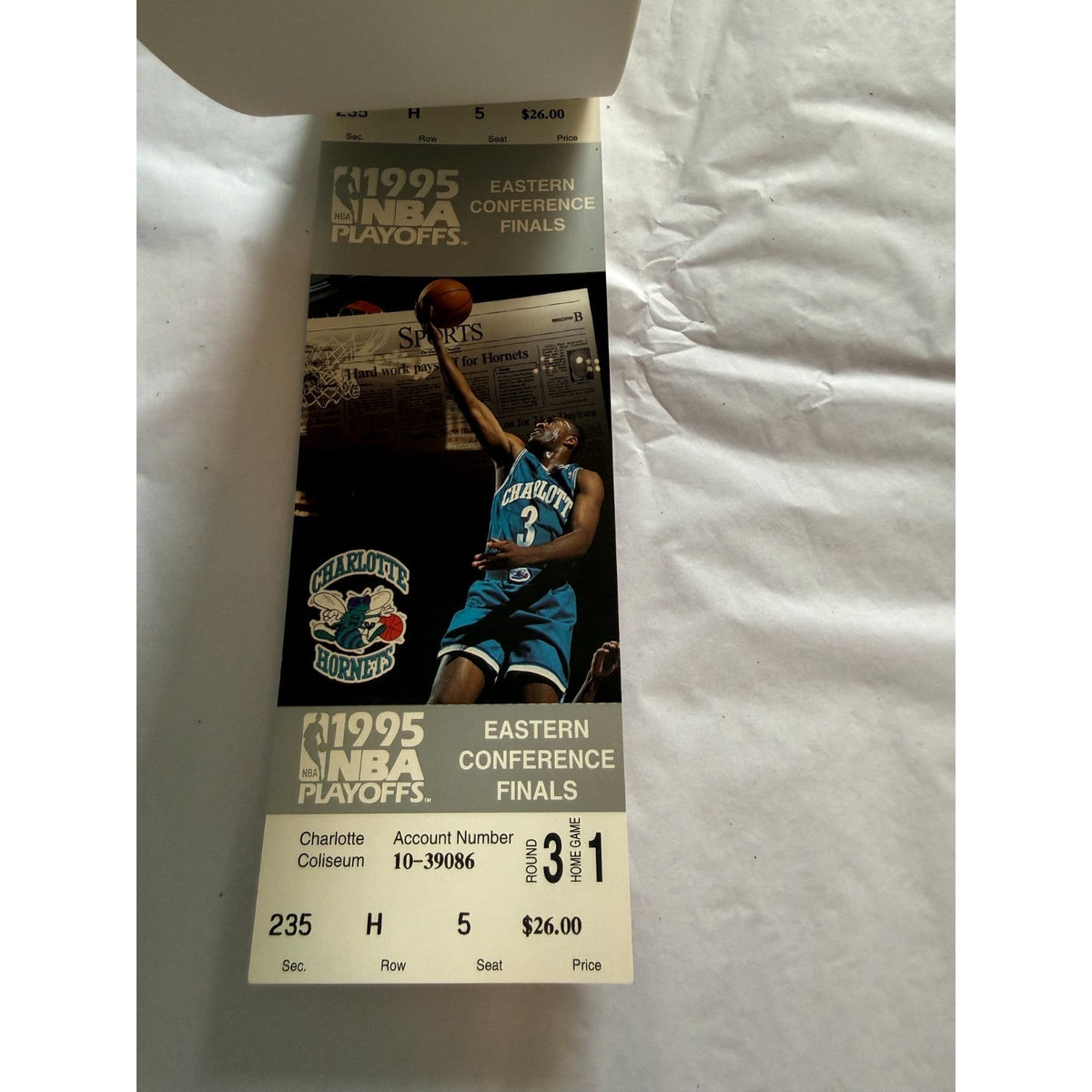 Charlotte Hornets Vintage 1995 Playoff Tickets - Nearly Complete Book NBA - Rare