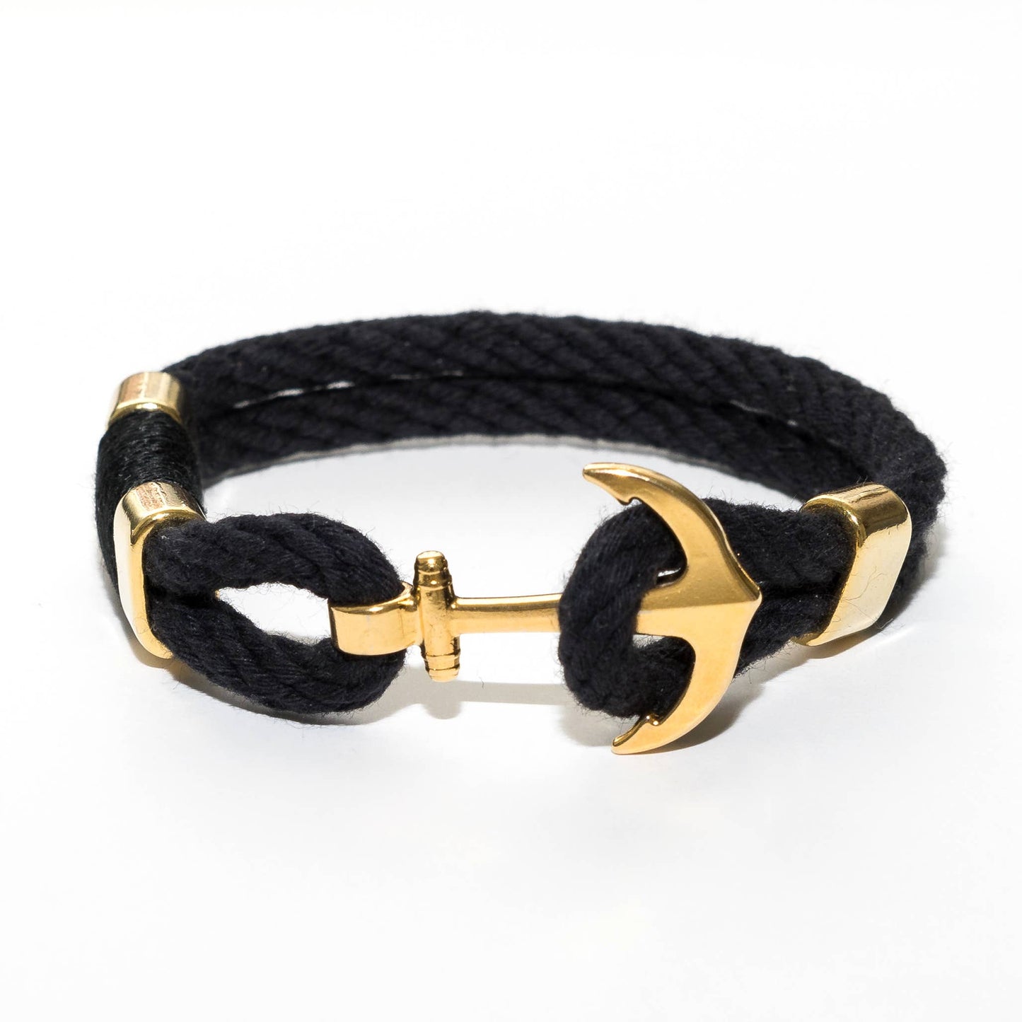 Allison Cole Jewelry - Waverly - Black/Black/Gold - Nautical Rope Anchor Bracelet: S