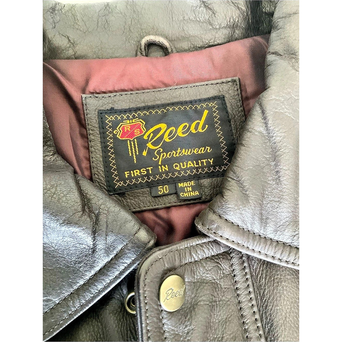 Vintage Reed Leather Bomber Jacket Brown