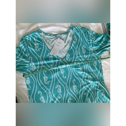 Escapada Turquoise Seahorse Rope-Print V-Neck Tunic