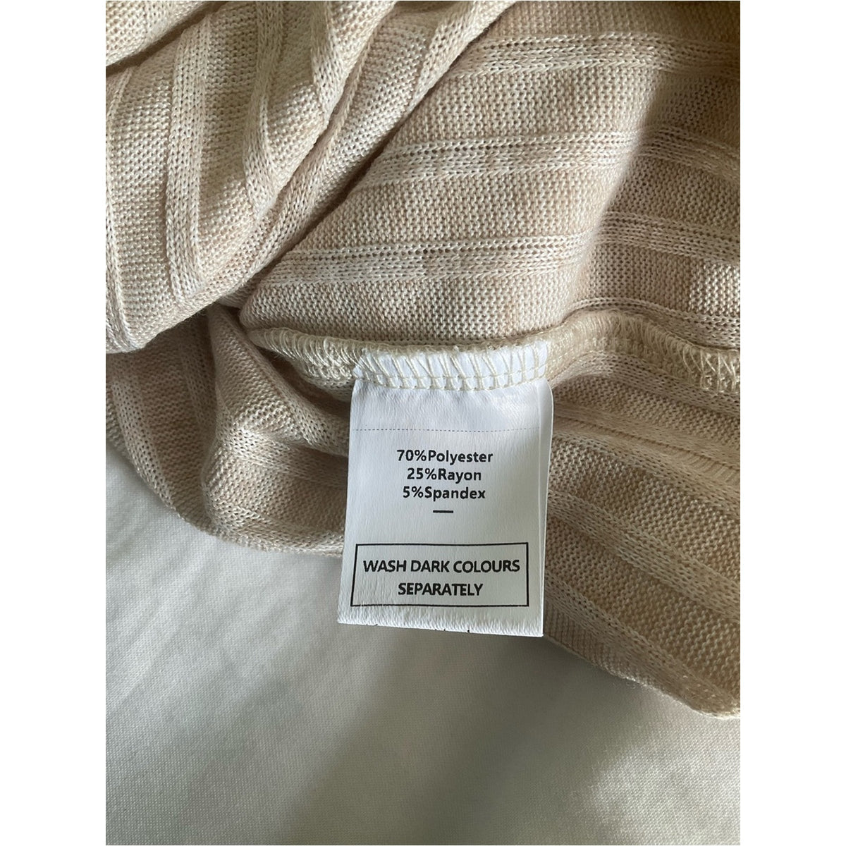 Ribbed Crewneck Sweater in Light Cream