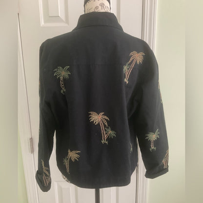 New Direction Black Jacket with Palm Embroidery