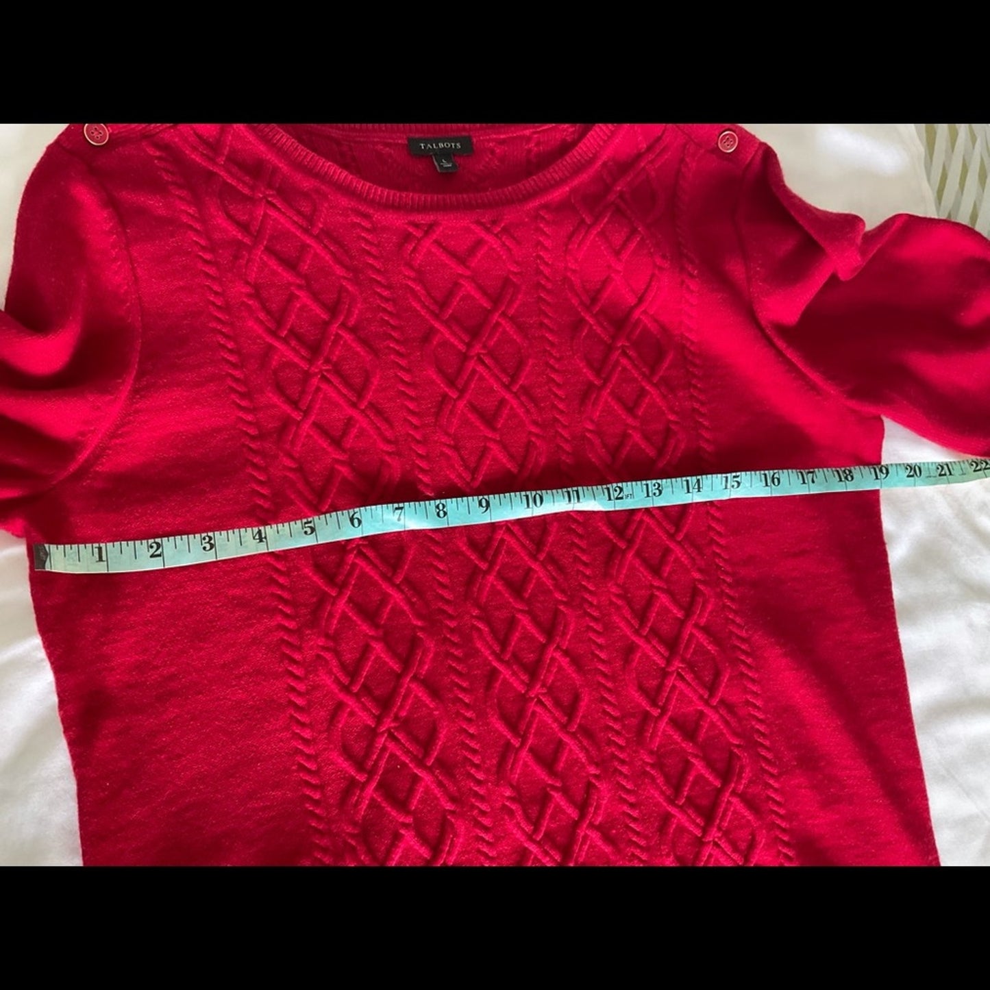 Talbots Red Cableknit wide crew neck sweater