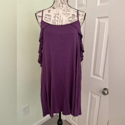 Emerald brand thin strap long tunic top with ruffle look - Purple