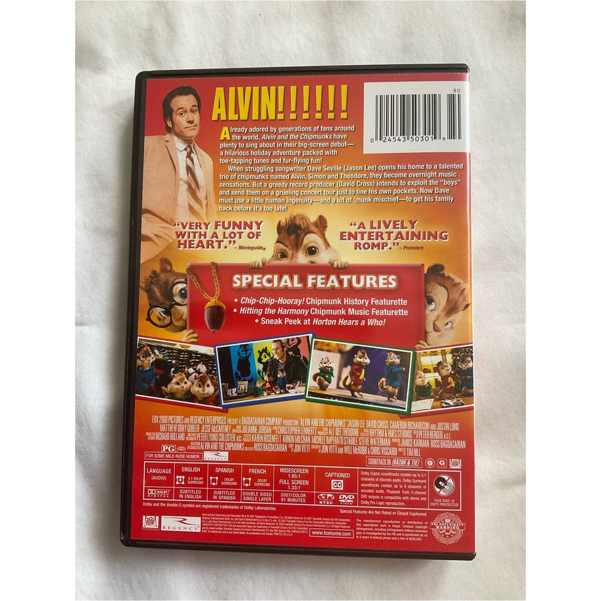Alvin and the Chipmunks DVD - Red, Blue, Green Cover