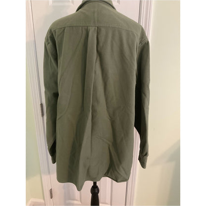 L.L. Bean Men's Olive Green Button-Front Utility Shirt