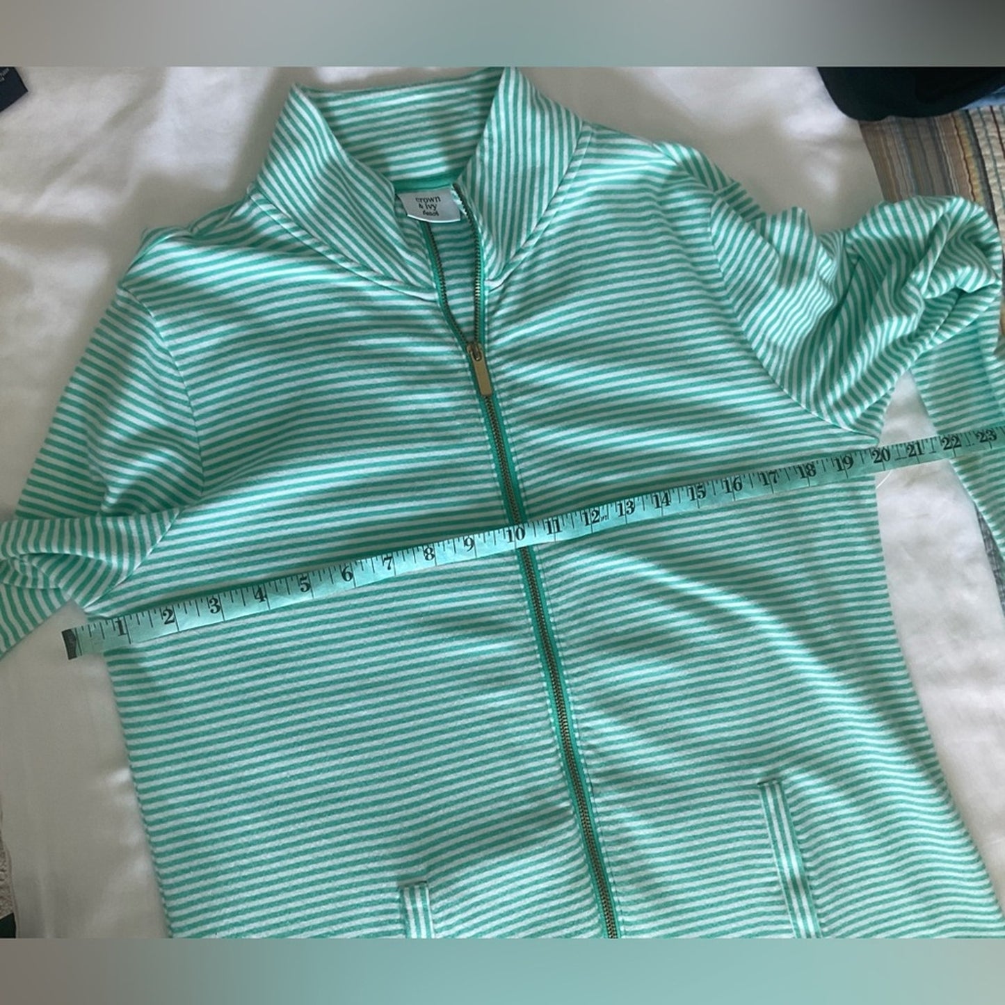 Crown & Ivy Mint Striped Utility Jacket