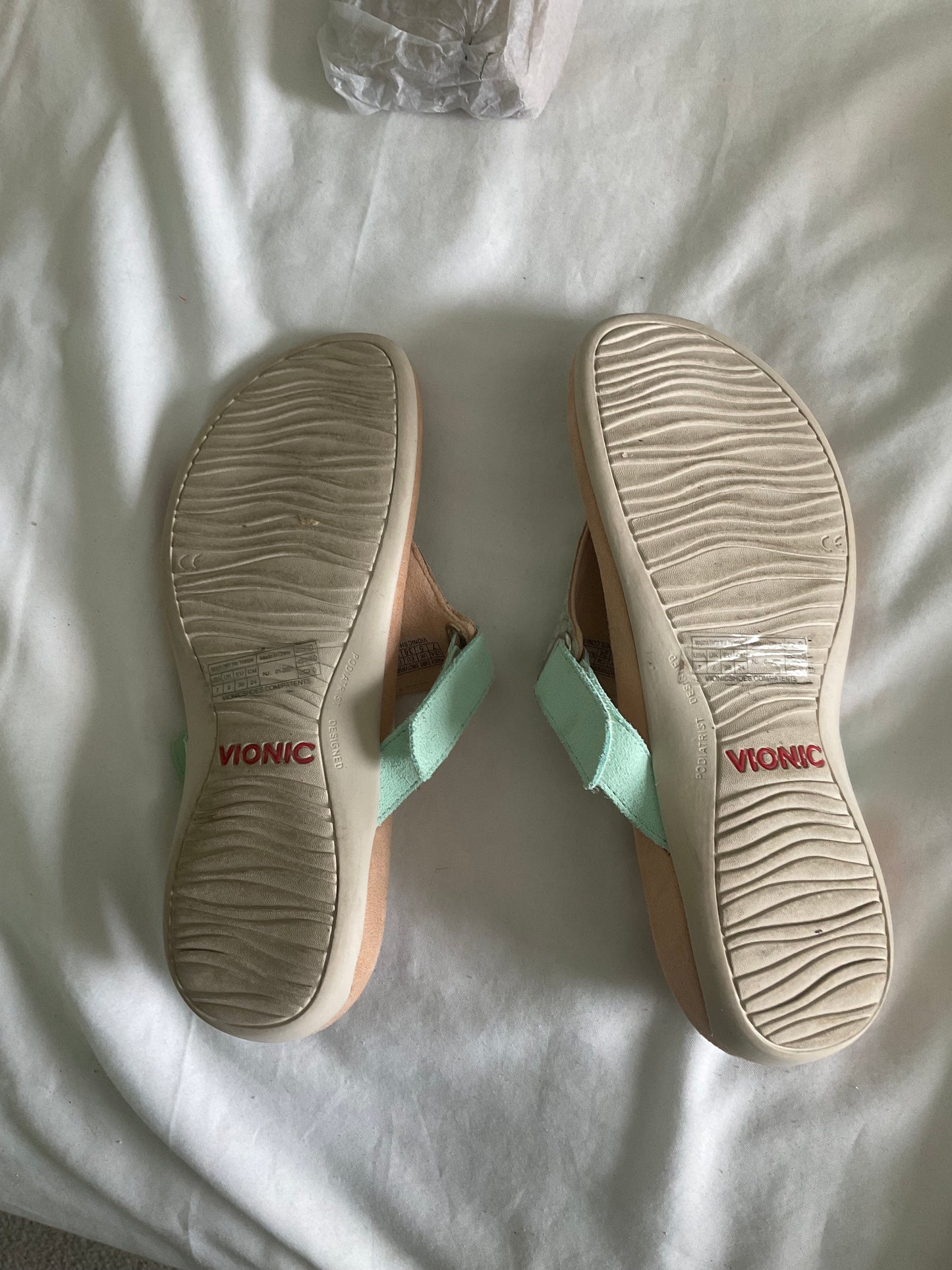 Vionics Women’s Mint Green Textured Thong Sandals - Casual Summer Slide