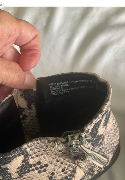 Time and Tru Snake-Print Ankle Booties in Beige and Black Good