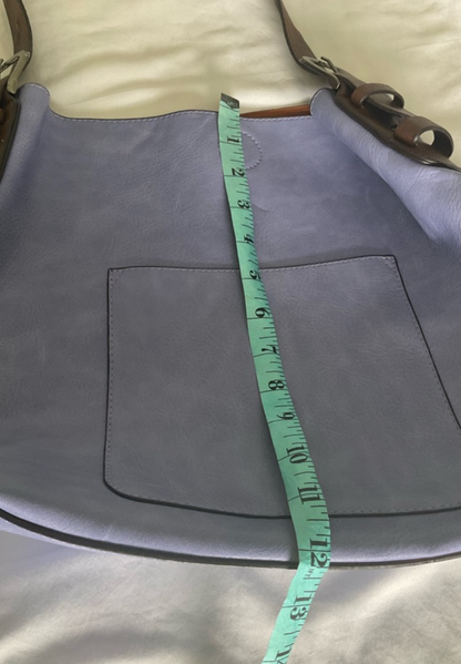 Lavender Shoulder Tote with Brown Strap Accents