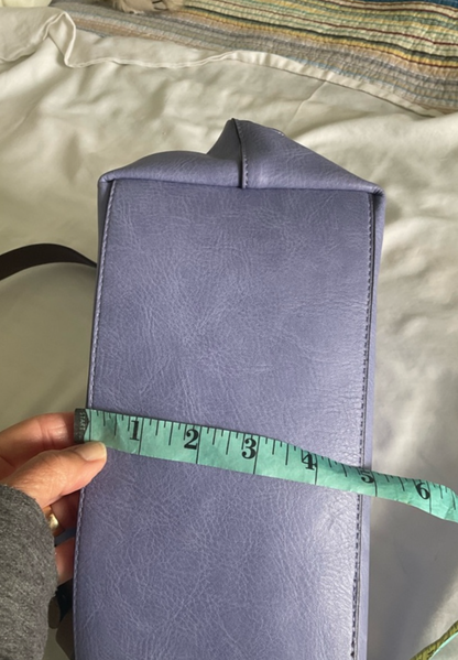 Lavender Shoulder Tote with Brown Strap Accents