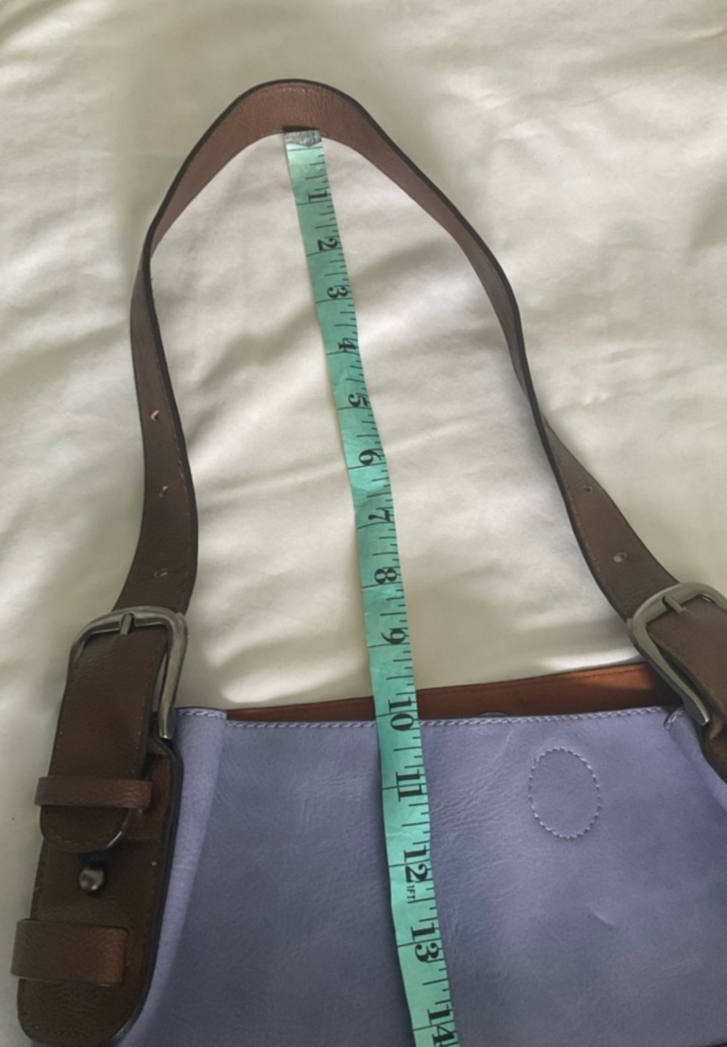 Lavender Shoulder Tote with Brown Strap Accents