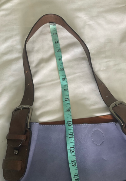Lavender Shoulder Tote with Brown Strap Accents