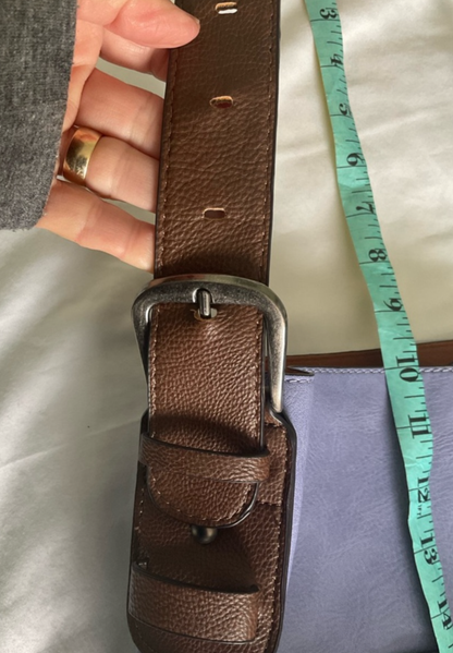 Lavender Shoulder Tote with Brown Strap Accents