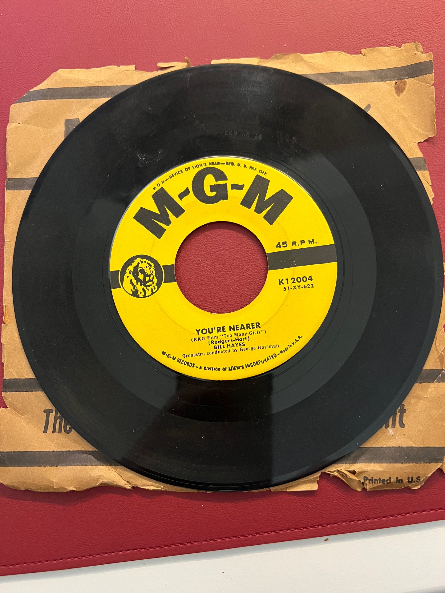 BILL HAYES: You're nearer / Wanderin MGM 7" Single