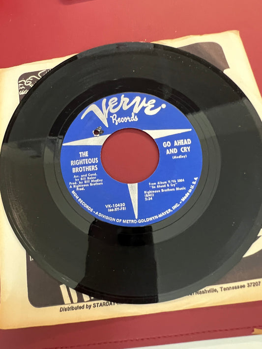 The Righteous Brothers-Go Ahead And Cry Vinyl 7" Single.1966 Verve VK 10430.