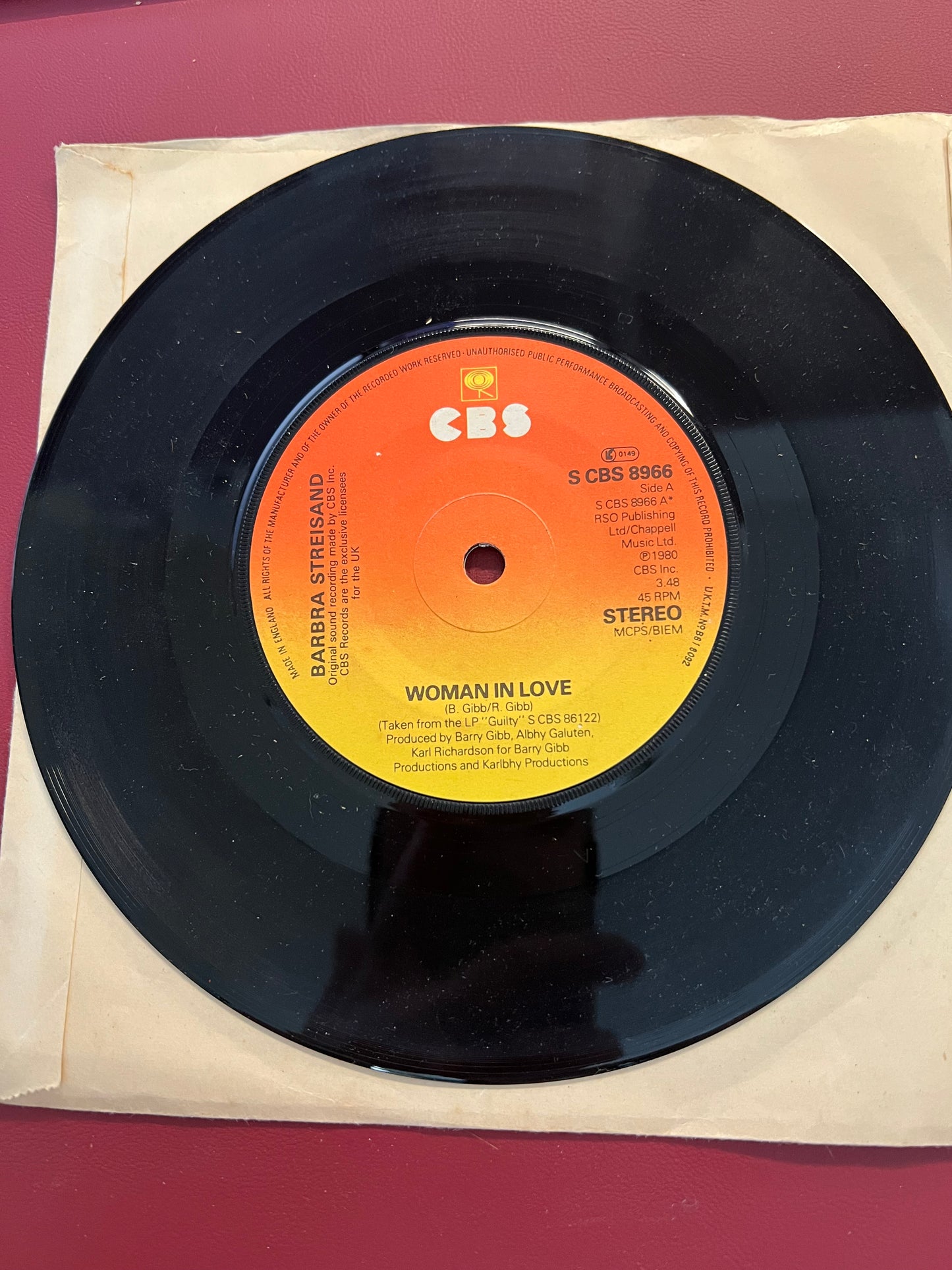 Barbara Streisand : Woman in love / Run wild CBS8966 45rpm