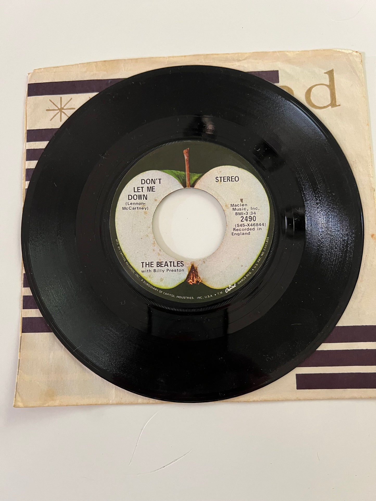 BEATLES - Get Back , DON'T LET ME DOWN 45 RPM Vinyl 7” Apple Records  2490