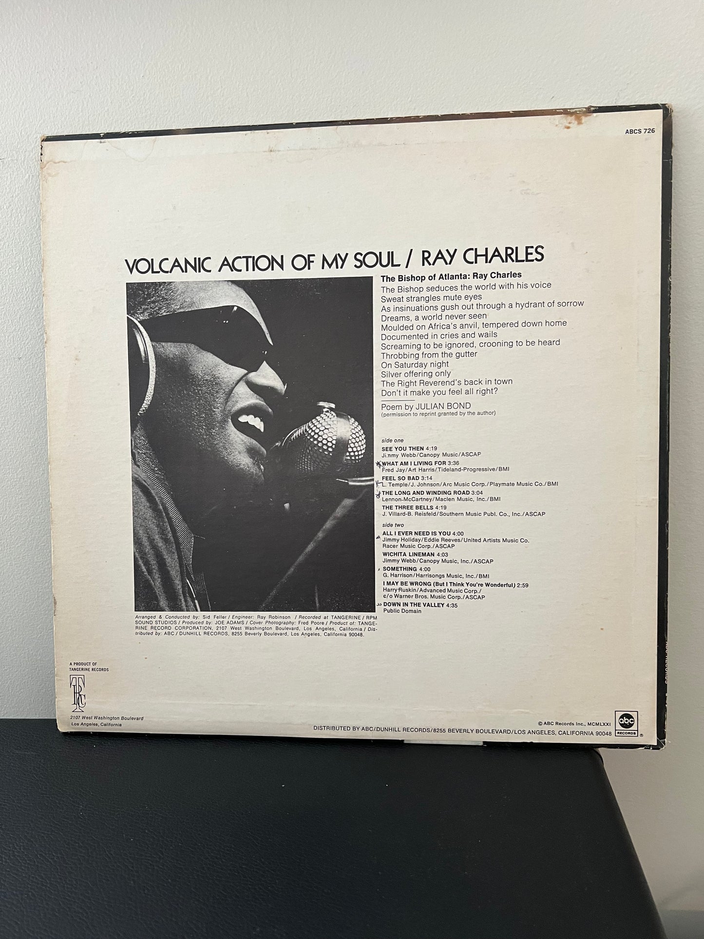 RAY CHARLES Volcanic Action Of My Soul ABC/TANGERINE LP