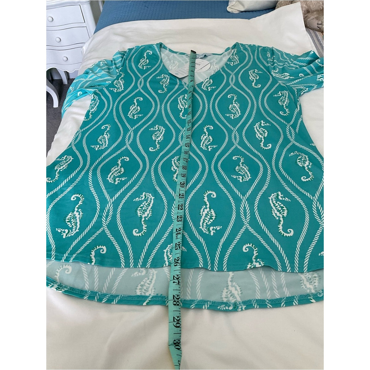 Escapada Turquoise Seahorse Rope-Print V-Neck Tunic
