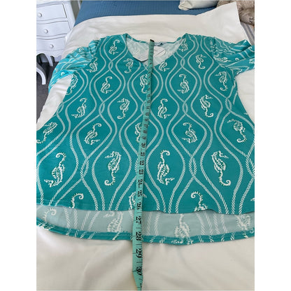 Escapada Turquoise Seahorse Rope-Print V-Neck Tunic