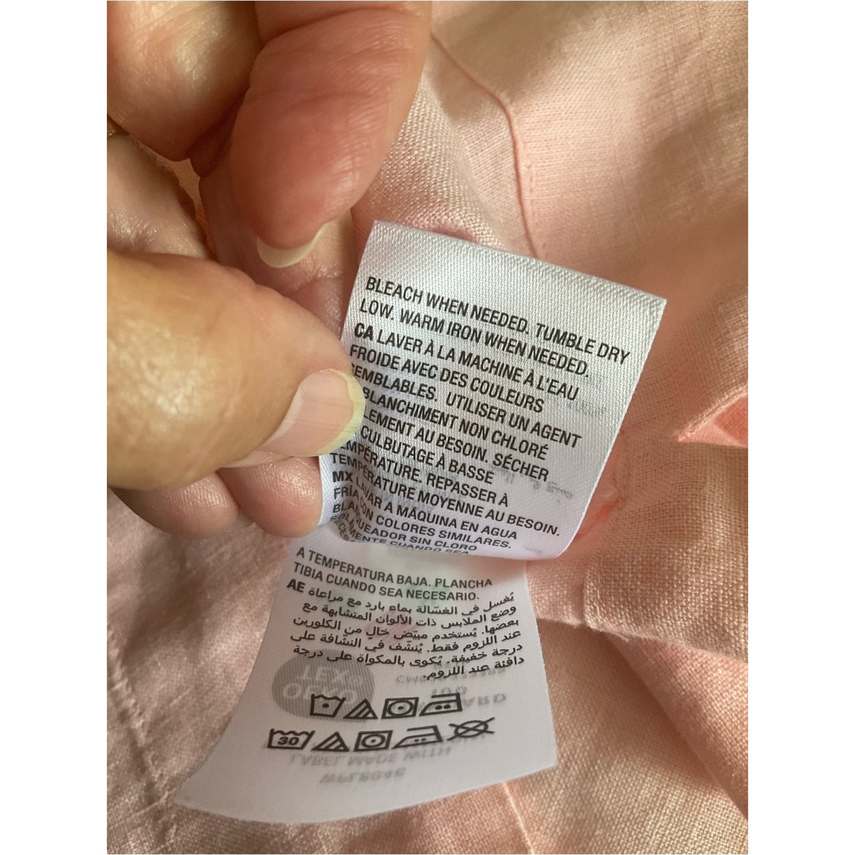 Charter Club Soft Pink Linen V-Neck Tunic with Sleeve Ties