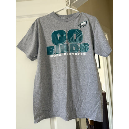 Men's Team Apparel NFL Philadelphia Eagles Go Birds Gray Playoff 2022 T Shirt M