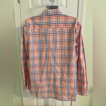 Saddlebred Orange and Purple and white Plaid Casual Button Down Shirt