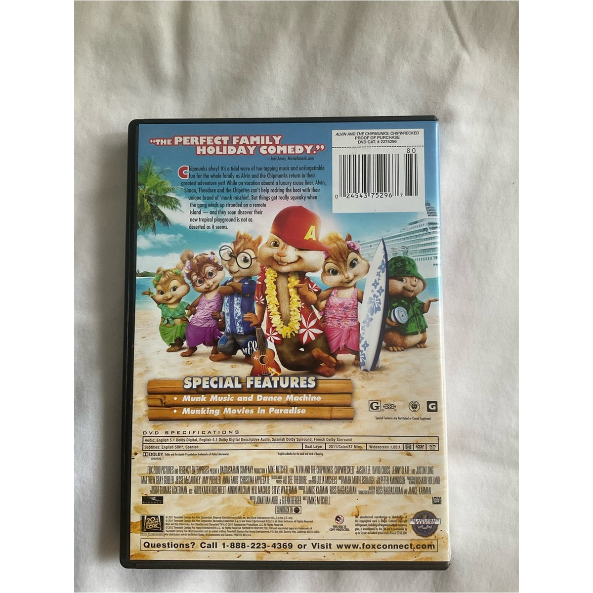 Alvin and the Chipmunks: Chipwrecked DVD - Beach Cover Art (Blue, Red, Green)