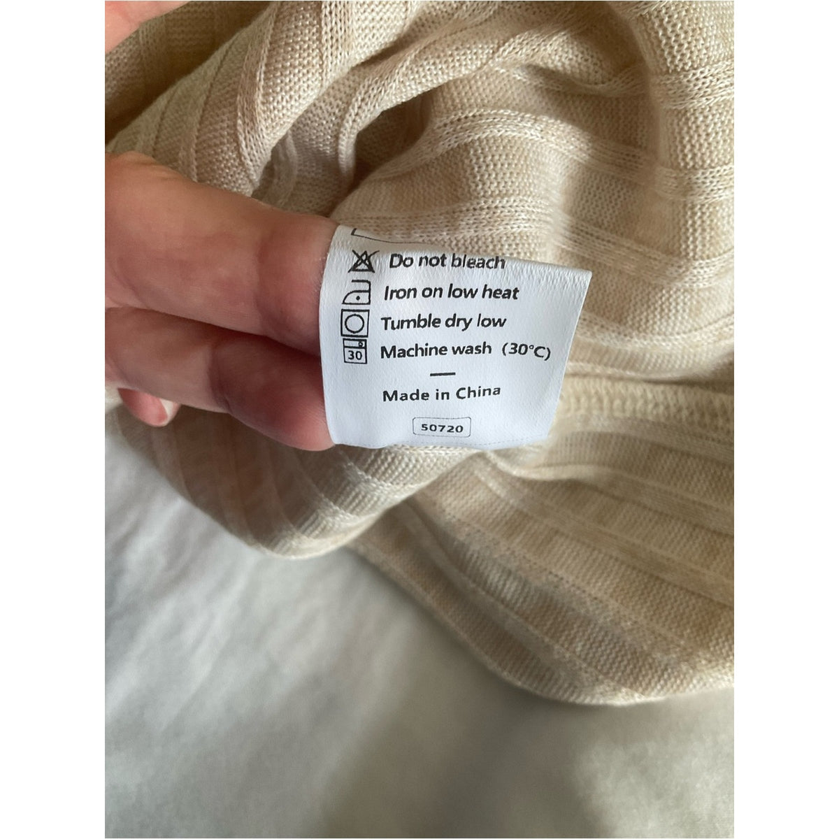 Ribbed Crewneck Sweater in Light Cream