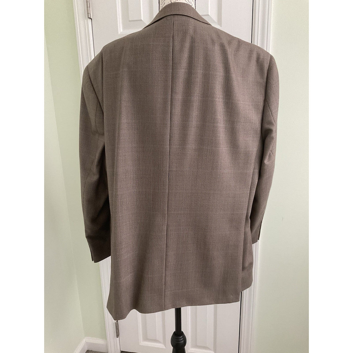 Pronto Uomo Couture Brown Houndstooth Wool 2-Button Blazer 48S