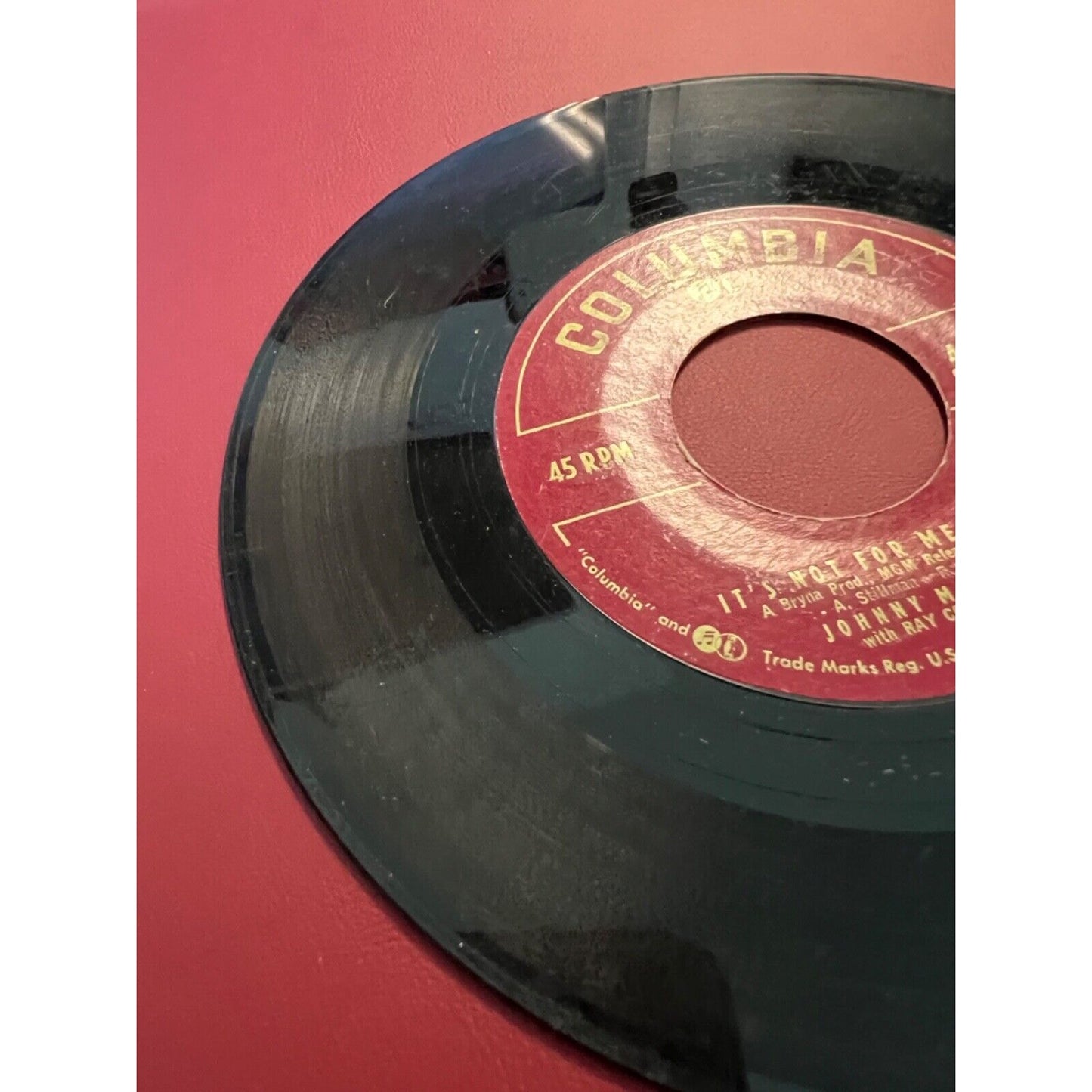 45 RPM Record-Columbia 4-40851-Johnny Mathis-It's Not For Me To Say/Warm and Ten