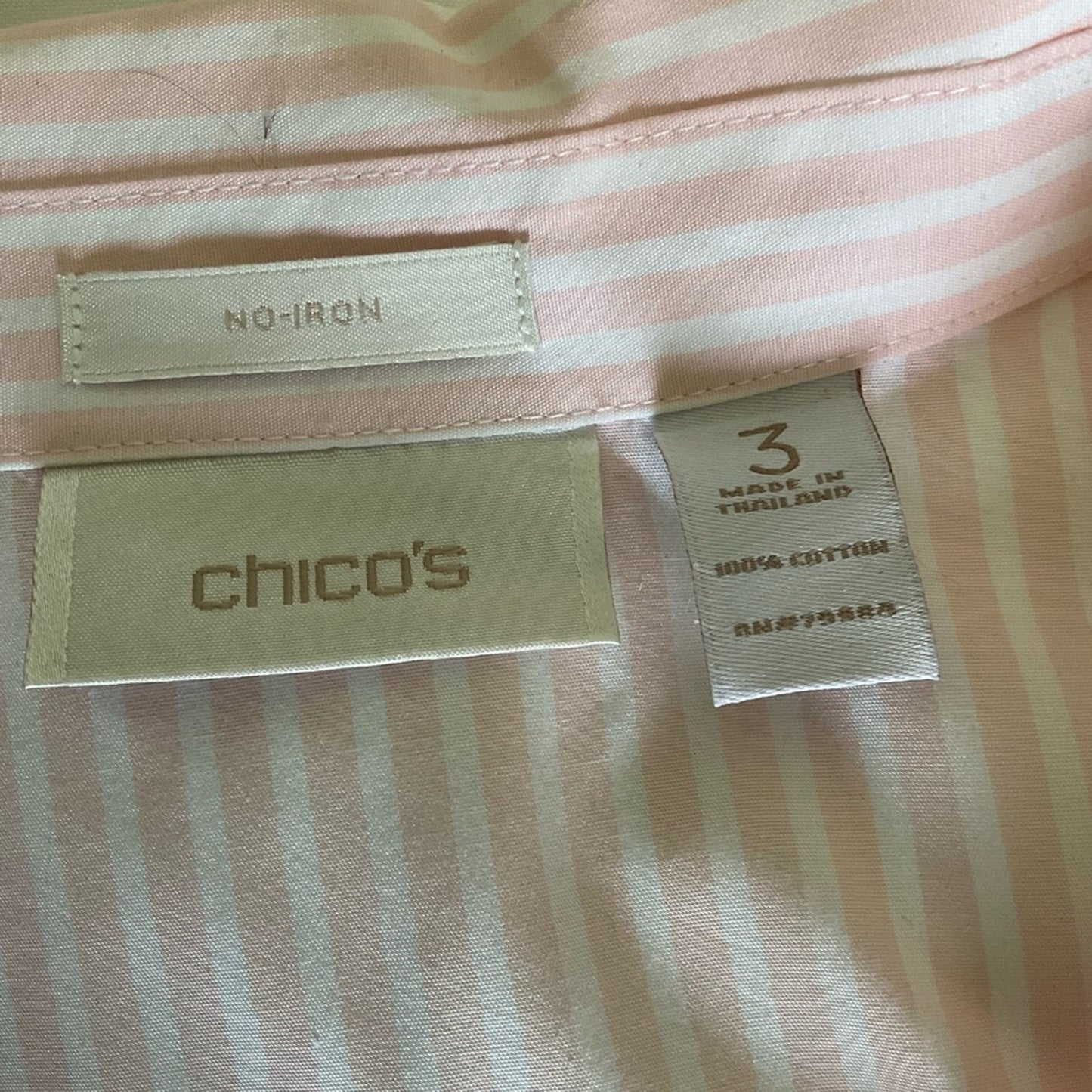 Chico's Pink Striped Button Down Shirt