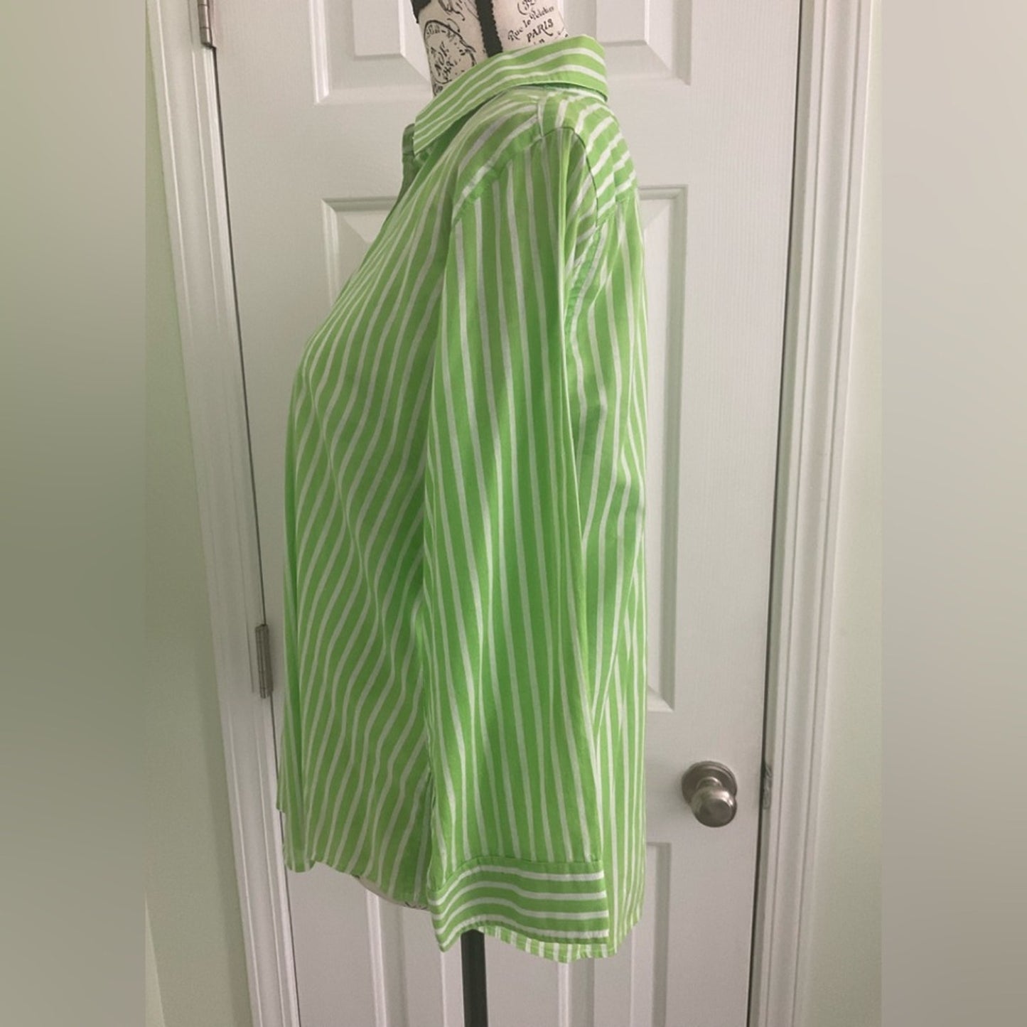 Lauren Ralph Lauren Green Striped Women's Button Down Shirt