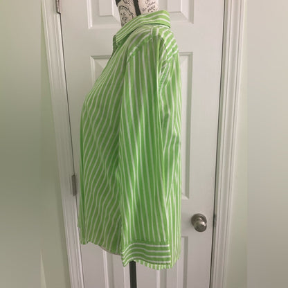 Lauren Ralph Lauren Green Striped Women's Button Down Shirt