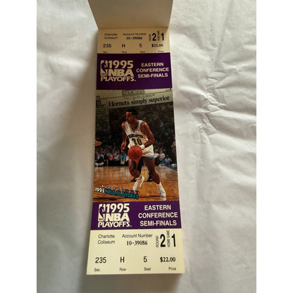 Charlotte Hornets Vintage 1995 Playoff Tickets - Nearly Complete Book NBA - Rare