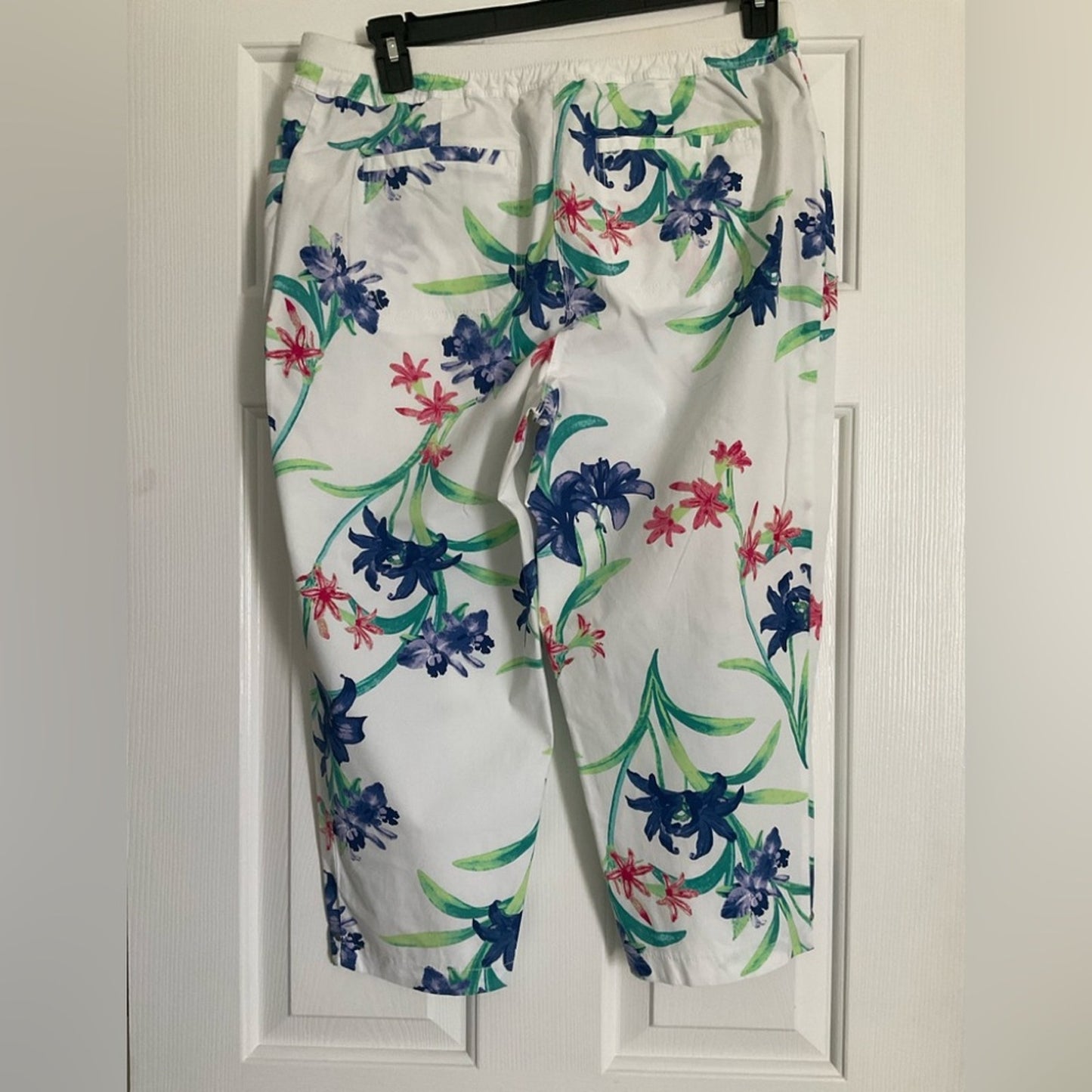 Chico's Floral Print Capris - White, Blue, Pink, Green